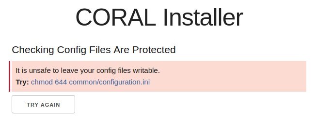 Screenshot of Instructions to protect your configuration.ini file