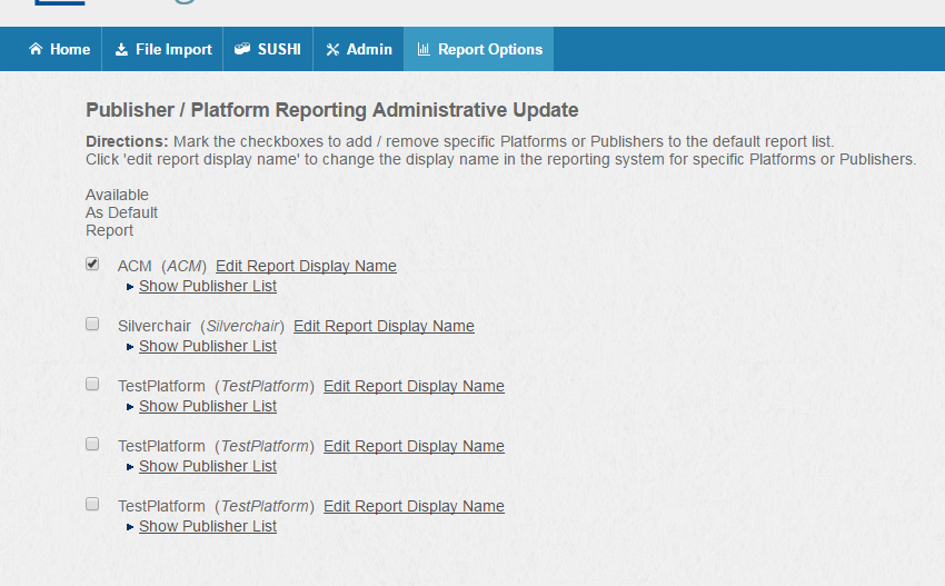 Platform Reporting Administrative Update