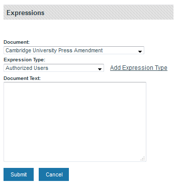 screenshot of the Expressions form.  There are 3 fields.