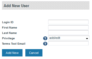 screenshot of the add new user window