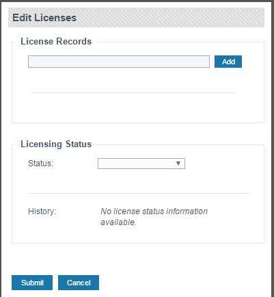 Screenshot of Edit Licenses