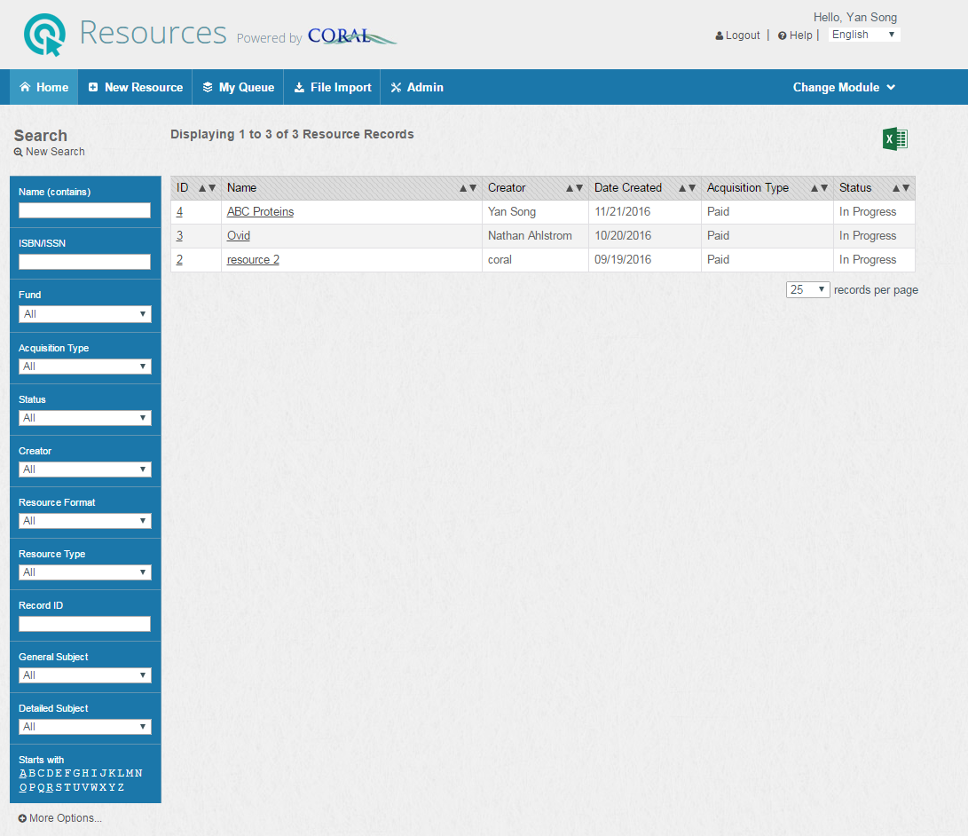 Screenshot of Resources Home Page