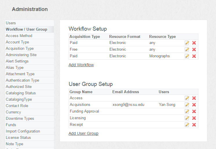 Screenshot of Workflow User Group